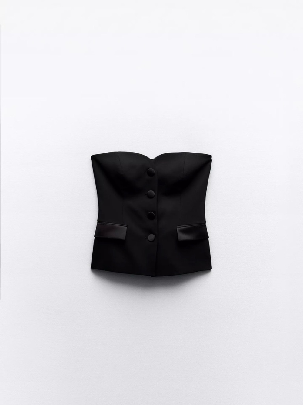 Zara Black Strapless Button-Front Bustier Top